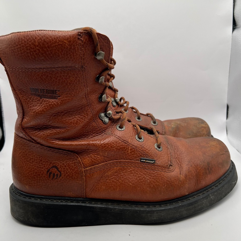 Wolverine DuraShocks Wedge Mens Brown Leather Work Boots W02639 Size 12M utility - Picture 2 of 9